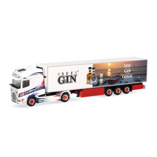*Herpa 319034 DAF XG+ Kühlkoffer-Sattelzug, Aurich & Sohn Transport GmbH/SEE GIN Maßstab 1:87