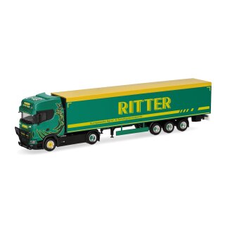 Herpa 318921 Scania CS20 HD Schubboden-Sattelzug, Ritter Trans Illertissen  Maßstab 1:87