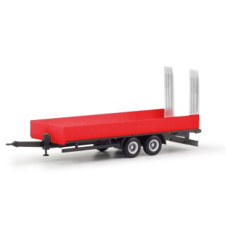 Herpa 076913-002 LKW Tiefladetandem-Anhänger m. Auffahrrampen 2achs, rot Maßstab 1:87