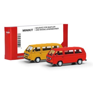 Herpa 013093-005 MiniKit Volkswagen (VW) T3 Bus ginstergelb und feuerrot, 2 Stück  Maßstab 1:87