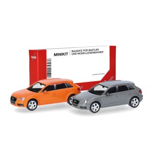 Herpa 014090 MiniKit Audi A3 Sportback (2012) Glutorange und Nardograu, 2 Stück Maßstab 1:87
