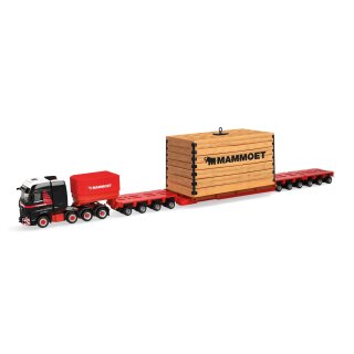 Herpa 319201 Mercedes-Benz Actros SLT Schwerlast-Sattelzug mit Kiste, Mammoet (NL) Maßstab 1:87