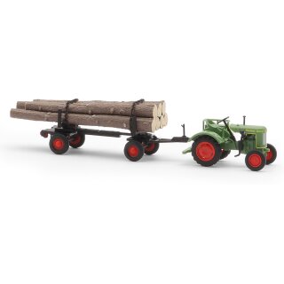 Busch 54152 Fendt F 15 Dieselross mit Holzanhänger Maßstab 1:87
