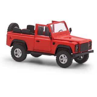 Busch 54390 Land Rover Defender 90 offen,1983, rot  Maßstab 1:87
