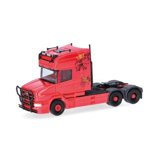 Herpa 319423 Scania Hauber 04 Topline Zugmaschine 3achs (6x4), rot Maßstab 1:87
