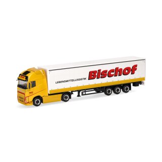 Herpa 319348 Volvo FH GL XL electric Gardinenplanen-Sattelzug mit Bordwänden, Bischof Maßstab 1:87