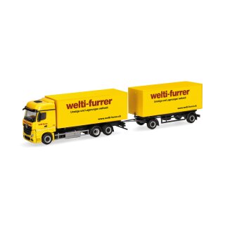 Herpa 319355 Mercedes-Benz Actros Bigspace Wechselkoffer-Hängerzug, Welti-Furrer Maßstab 1:87