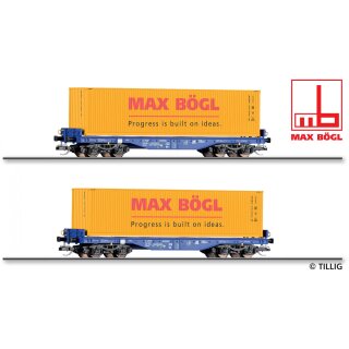 Tillig 01108 2er Set Flachwagen Sgmmns 4505 beladen mit zwei 40‘ Containern, EER, Ep.VI Spur TT