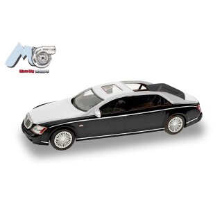 Herpa 87MC000026 MicroCity: Maybach 62S, schwarz/silber (2002-2013) Maßstab 1:87