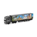 Herpa 319737 DAF XG+ (6x2) Gardinenplanen-Sattelzug,...