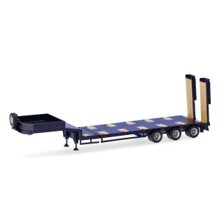 Herpa 076371-010 Goldhofer Semitieflader mit Rampen 3achs, ultramarinblau Maßstab 1:87