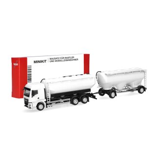 Herpa  014137 Herpa MiniKit: MAN TGS TM Eutersilo-Hängerzug, weiß (1 Stück) Maßstab 1:87