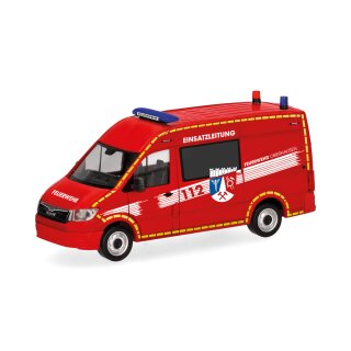 Herpa 098731 MAN TGE Halbbus Hochdach, Feuerwehr Oberhausen/ELW Maßstab 1:87