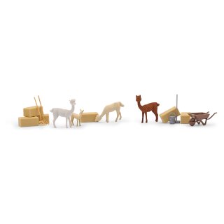 Busch 79860 Aktion-Set: Alpakas mit Jungtier Spur H0