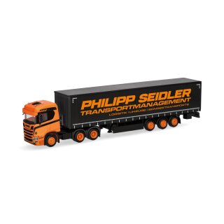 Herpa 320139 Scania CR 20 ND Gardinenplanen-Sattelzug, Philipp Seidler Maßstab 1:87