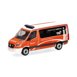Herpa 098830 MB Sprinter 18 Bus Flachdach ELW "Feuerwehr Hamburg/Einsatzleitung" Maßstab 1:87