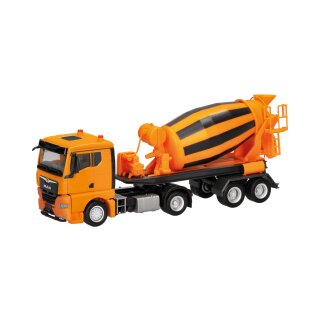 Herpa 320573 MAN TGX GN Betonmischer-Sattelzug 2achs/2achs, kommunalorange Maßstab 1:87