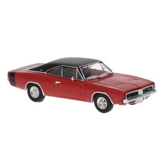Brekina 18003 Dodge Charger, rot/schwarz, 1969 Maßstab 1:87