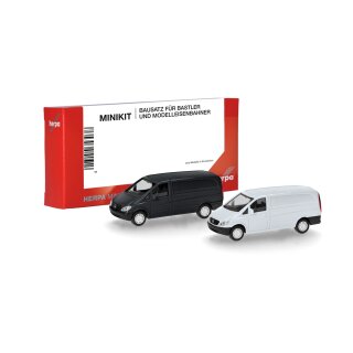 Herpa  014243 MiniKit: Mercedes-Benz Vito Kasten (W639 / 2003), weiß und schwarz (2 Stück) Maßstab 1:87