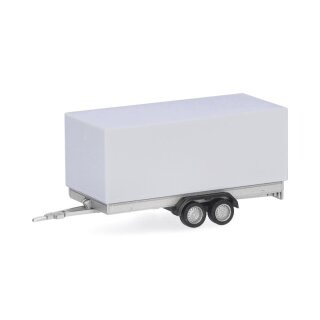 Herpa 052627-005 PKW-Planenanhänger 2achs, weiß Maßstab 1:87