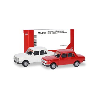 Herpa 013918-003 MiKi Wartburg 353 66 Limousine, weiß/verkehrsrot (2 Stück)  Maßstab 1:87