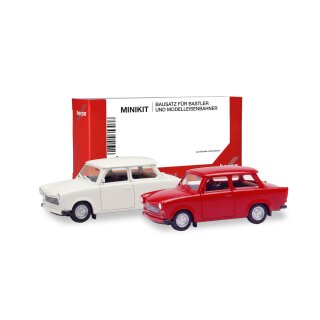 Herpa 013901-003 MiniKit  Trabant 601 Limousine, weiß/verkehrsrot (2 Stück)  Maßstab 1:87