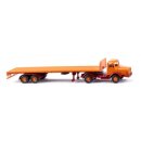 Wiking 055409 Faun Flachpritschensattelzug - gelborange...