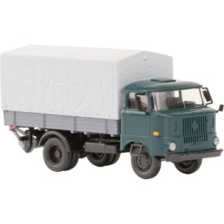 *HÄDL 121044-12 IFA W50L Holzpritsche Plane und Ladebordwand blaugrün, Spur TT
