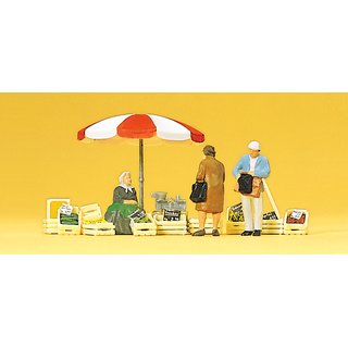 PREISER 10337 Sitzende Marktfrau. Kunden. Zubehoer Massstab: H0