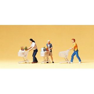 PREISER 10488 Kunden mit Einkaufswagen Massstab: H0