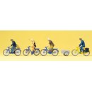 PREISER 10507 Radfahrer, Fahrradanhaenger Massstab: H0