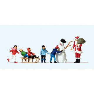 PREISER 10626 Weihnachtsmann, Kinder, Schneemann Massstab: H0