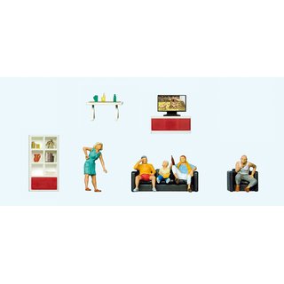 PREISER 10649 Familie beim Fernsehen. Massstab: H0