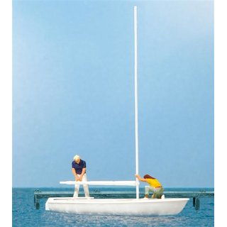 PREISER 10680 Segler beim Abtakeln. Segelboot Massstab: H0