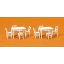 PREISER 17217 2 Tische, 8 Stuehle. Materialfarbe weiss...
