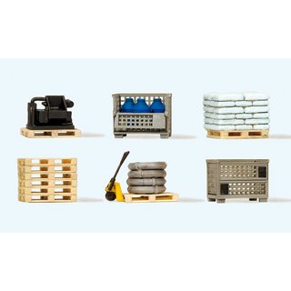 PREISER 17704 Gitterboxpalette, Paletten mit Ladegut Massstab: H0