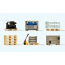 PREISER 17704 Gitterboxpalette, Paletten mit Ladegut...
