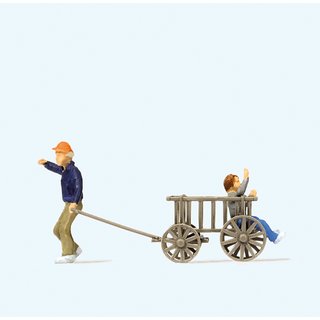 PREISER 28112 Kinder mit Bollerwagen Massstab: H0