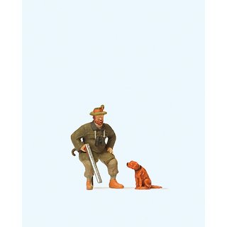 PREISER 28129 Sitzender Jäger, Hund Massstab: H0