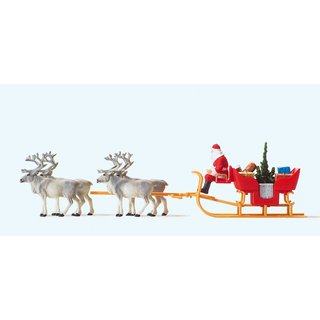 PREISER 30399 Weihnachtsschlitten mit 4 Rentieren Massstab: H0