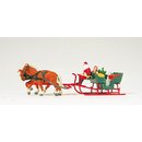 PREISER 30448 Schlitten, Weihnachtsmann, Pakete Massstab: H0