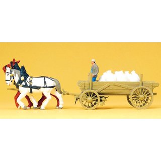 PREISER 30470 Bauernwagen mit Mehlsaecken Massstab: H0