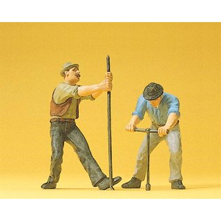 PREISER 45009 Gleisbauarbeiter mit T-Schluessel und Massstab: G