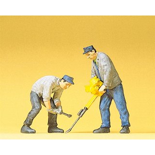 PREISER 45019 Gleisbauarbeiter mit Gleisstopfgeraet Massstab: G