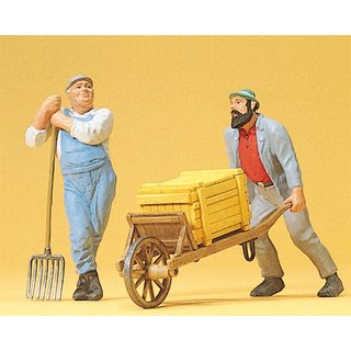 PREISER 45020 Arbeiter mit Schubkarre Massstab: G