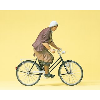 PREISER 45068 Baeuerin auf Fahrrad Massstab: G