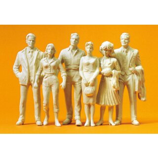 PREISER 57820 Passanten. 6 unbemalte Miniaturfiguren Massstab: 1:24