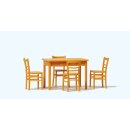PREISER 65809 Tisch, 4 Stühle. Materialfarb...