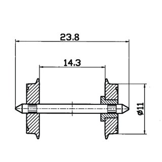 MOBAMÜ GmbH 40182 Radsatz 11 mm, einseitig isoliert Massstab: H0