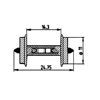 MOBAMÜ GmbH 40186 Radsatz 11 mm fuer Gleisbesetztmelder Massstab: H0